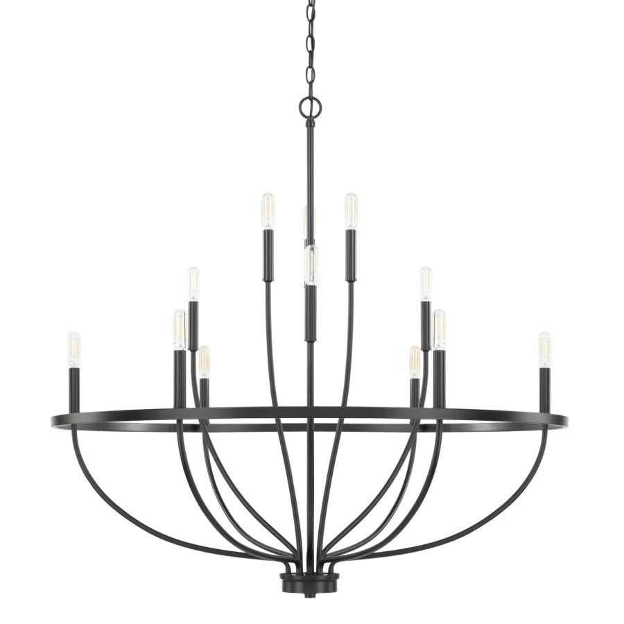 Black Circular Multi Light Wrought Iron Chandelier