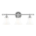 Chrome 3-Light Frosted Trumpet Style Vanity Light