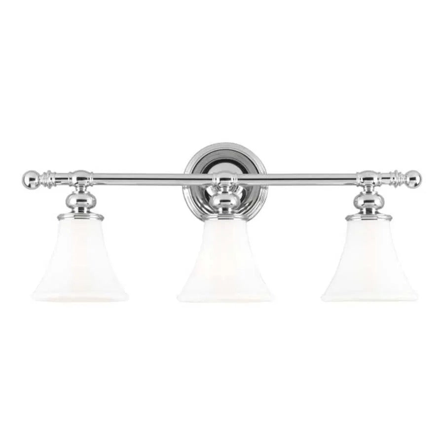 Chrome 3-Light Frosted Trumpet Style Vanity Light