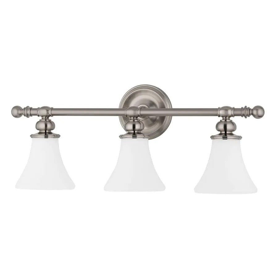 Chrome 3-Light Frosted Trumpet Style Vanity Light