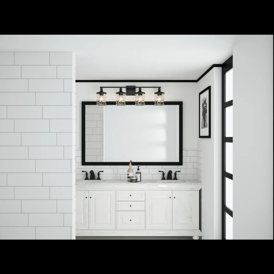 Four Light Ribbed Glass Bathroom Vanity Light
