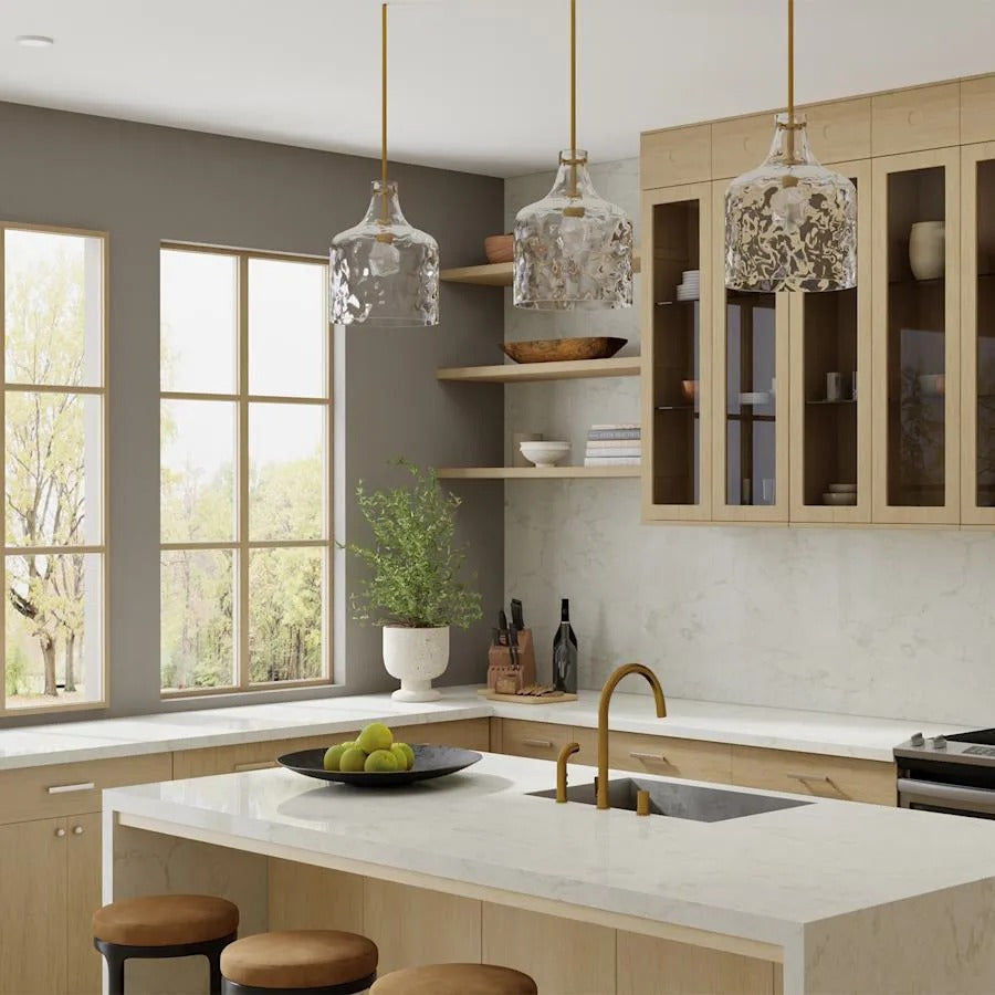 Ribbed Transparent Glass Pendant Light