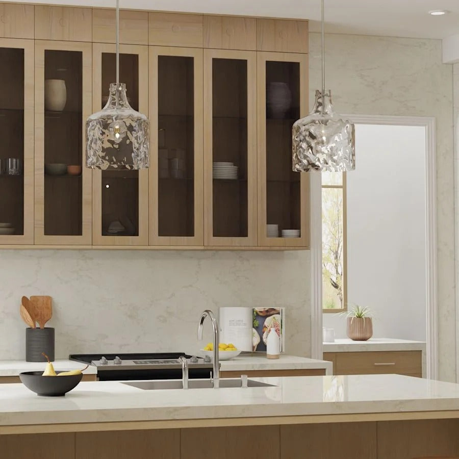 Ribbed Transparent Glass Pendant Light