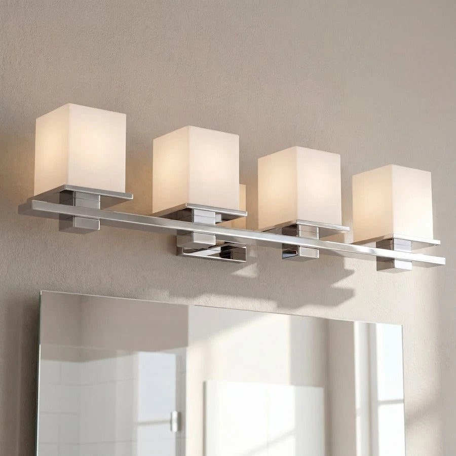 Square Frosted Glass 4-Light Vanity Light