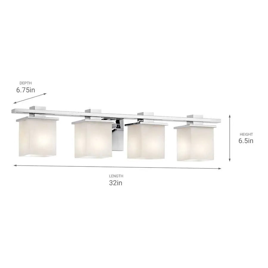 Square Frosted Glass 4-Light Vanity Light